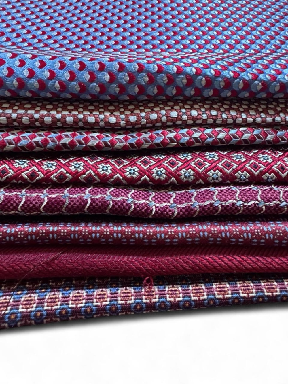 8pc bundle lot rich red burgundy 100% Italian silk fabric remnants sewing - Picture 2 of 4